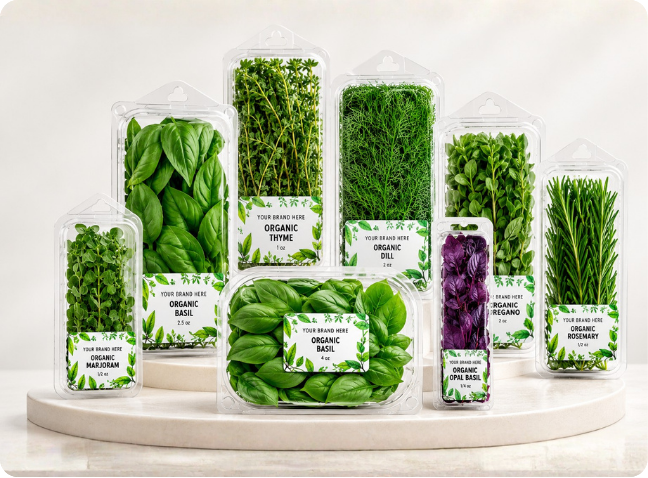 Organic clamshell range with private-label branding